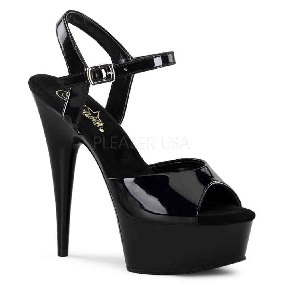 Pleaser - DELIGHT-609 Sandaal met enkelband - Zwart